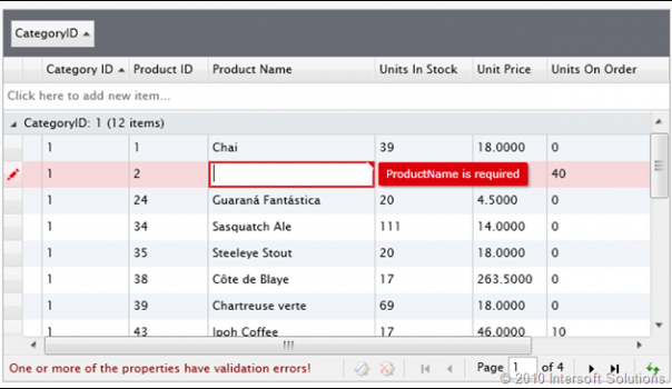 Intuitive row validation