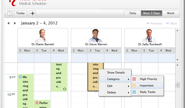 UXScheduleView - Medical Scheduler